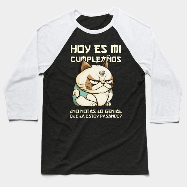 Feliz Cumpleanos Gatito Baseball T-Shirt by stressless